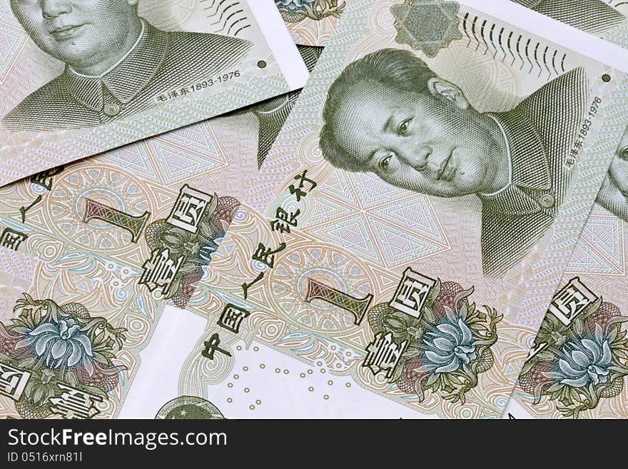 Background of different chinese money closeup