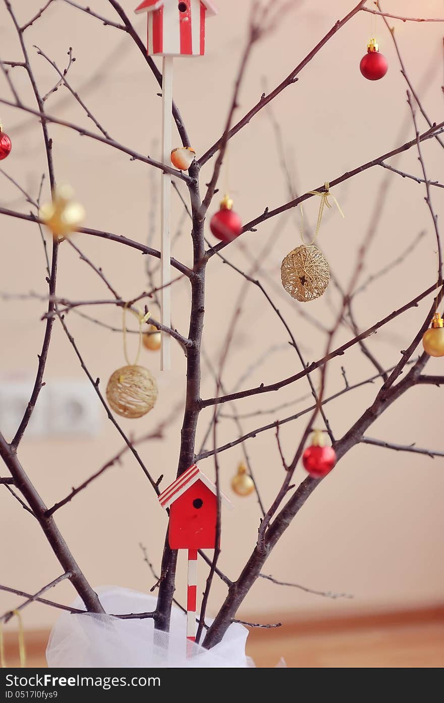 Decorative registration in a room the decorated tree toys. Decorative registration in a room the decorated tree toys