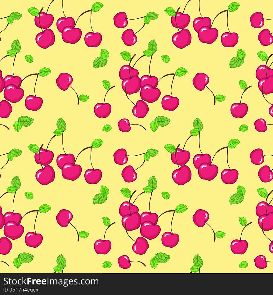 Vector Seamless Pattern With Cherry