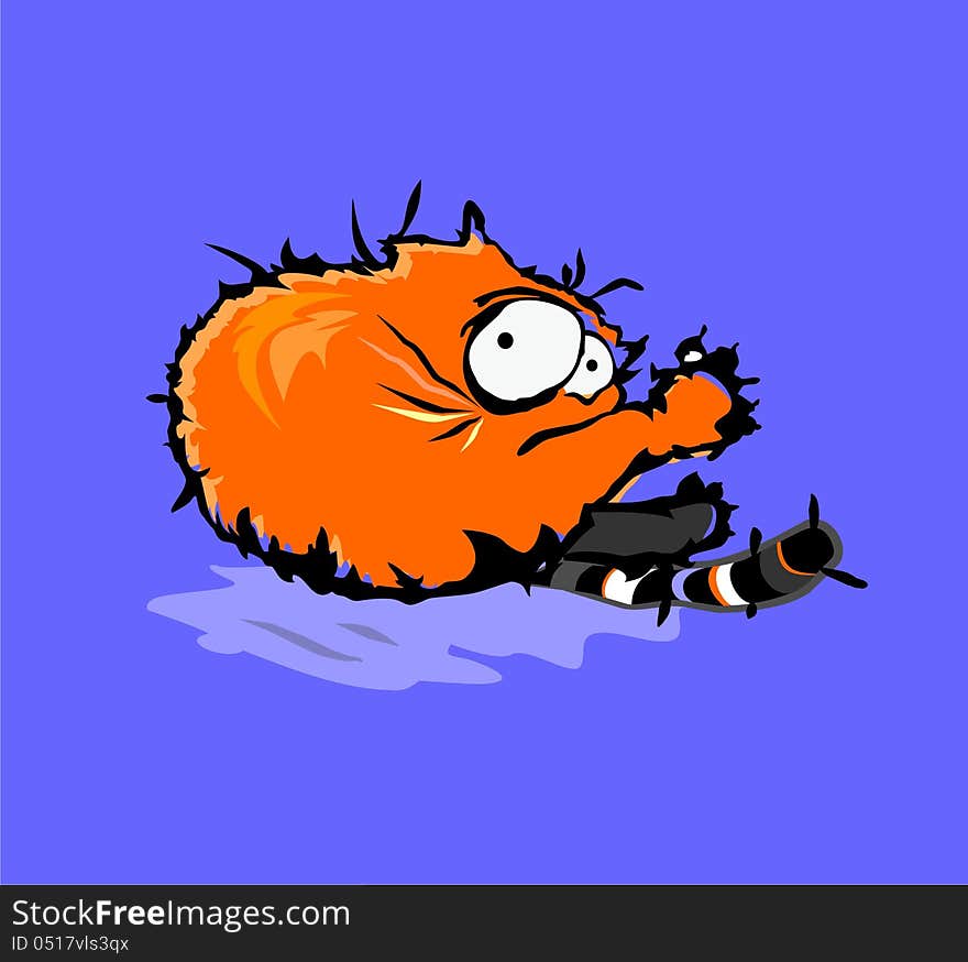 Vector illustration with funny red cat. Vector illustration with funny red cat