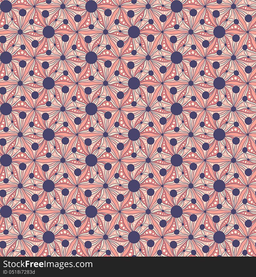 Seamless pattern with abstract hand-drawn flowers. See my other works in portfolio.