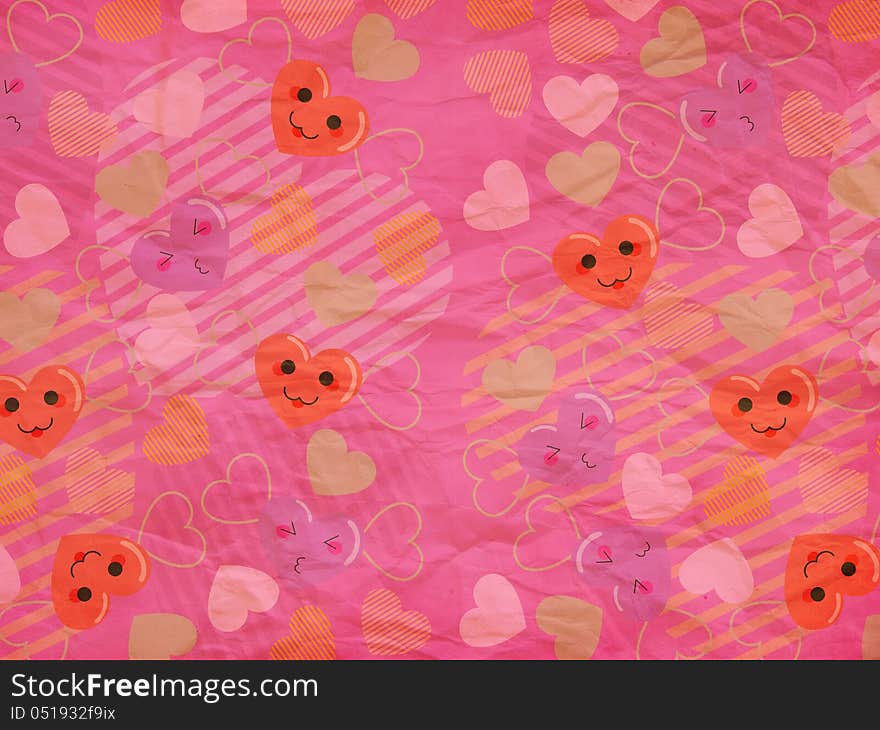 Illustration of cute cartoon hearts with faces pink paper pattern background. Illustration of cute cartoon hearts with faces pink paper pattern background.