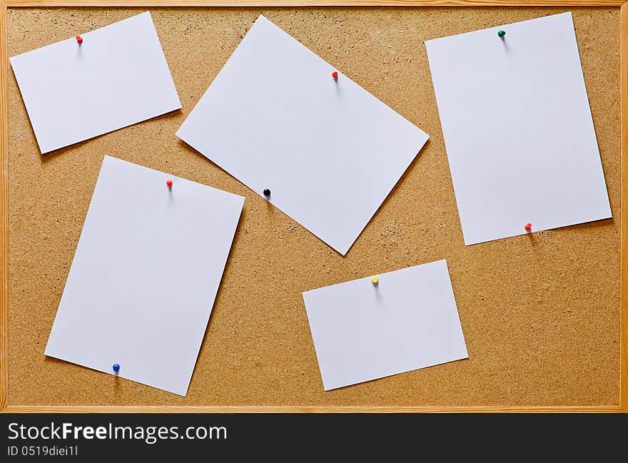 Cork board with blank notes