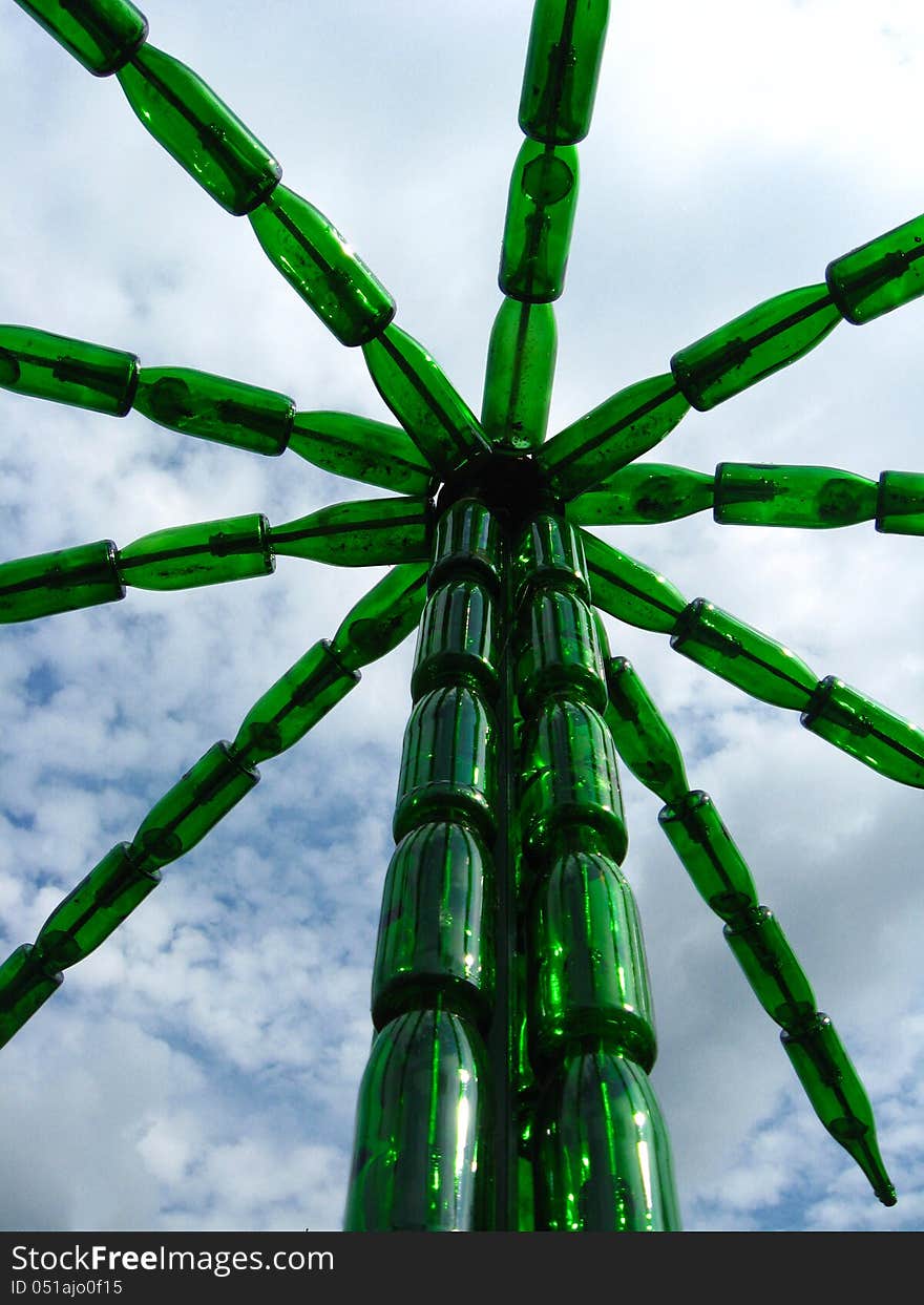 Palm Tree Made Of Bottles From A Champagne