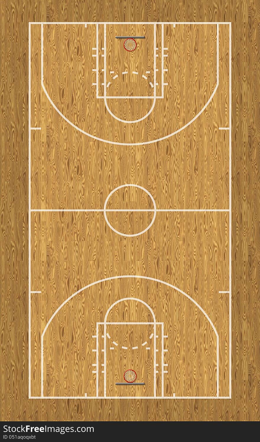 Digital illustration of a basketball court.