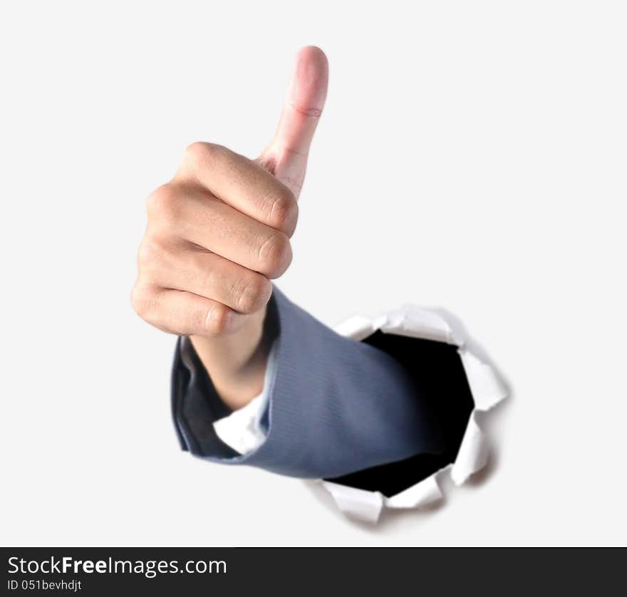 Thumb up for success in business