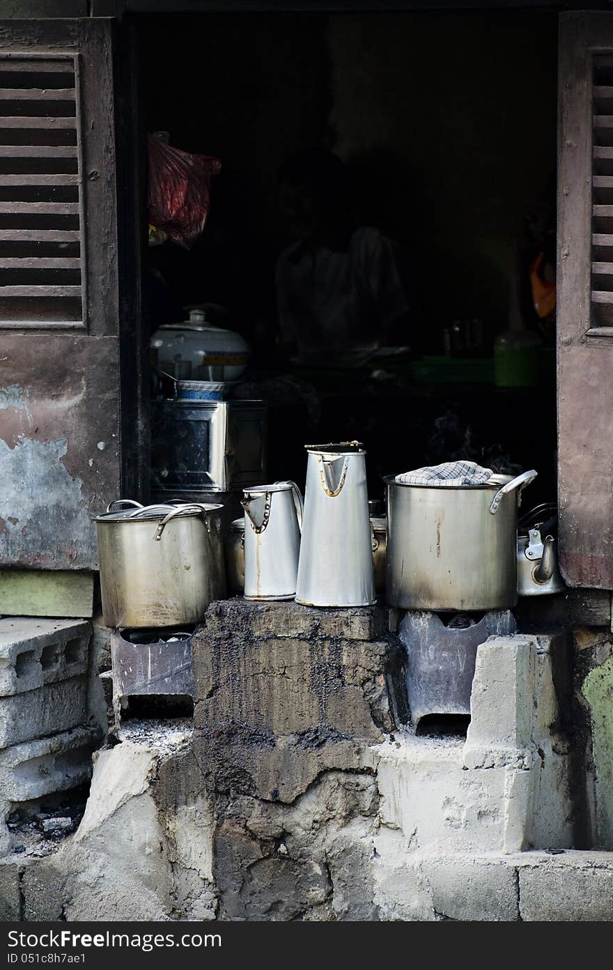 A portrait of a Poor Asian people's kitchen. A portrait of a Poor Asian people's kitchen