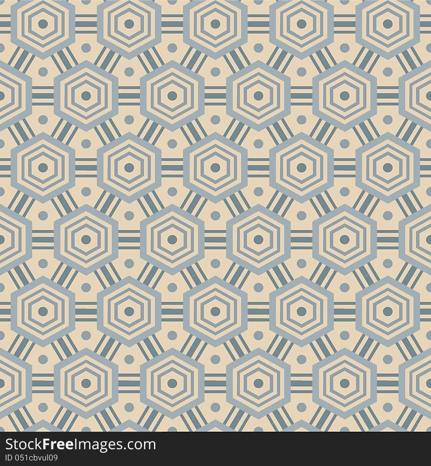 Seamless pattern with hexagons, in retro colors