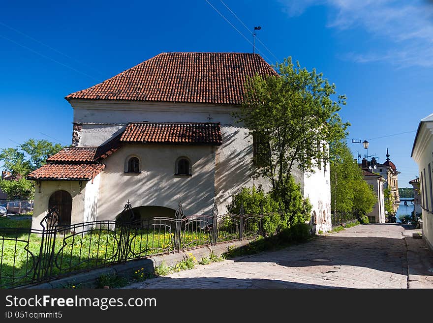 Old house with ceramic roof tile in Vyborg, Russia. Old house with ceramic roof tile in Vyborg, Russia