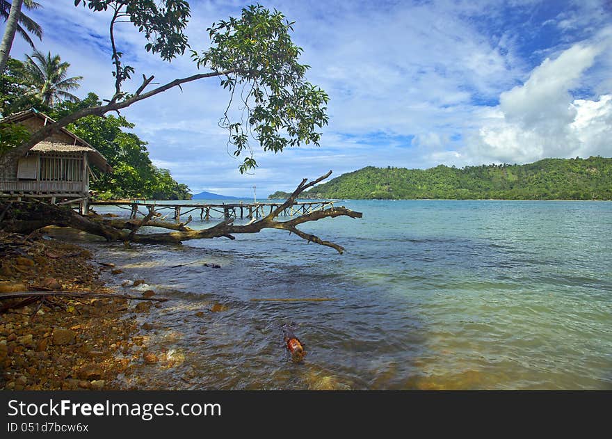 Tropical beach in kiluan bay at Indonesia