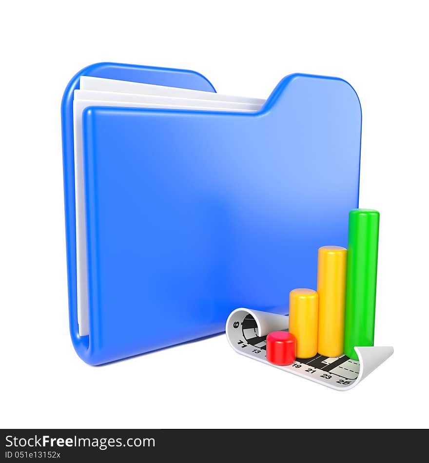 Blue Folder With Infograph Icon.