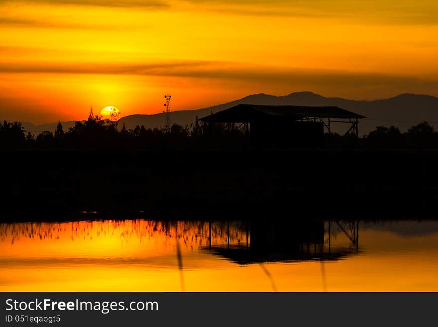 Sunset over lagoon