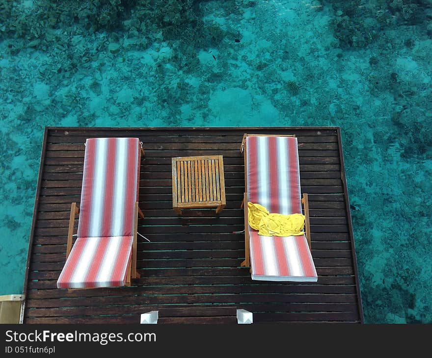 A picture of Maldives water villa deck