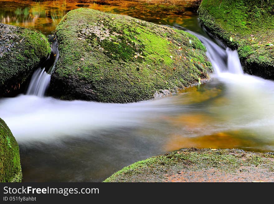 Mountain torrent at the foot of the Brocken in the Harz National Park