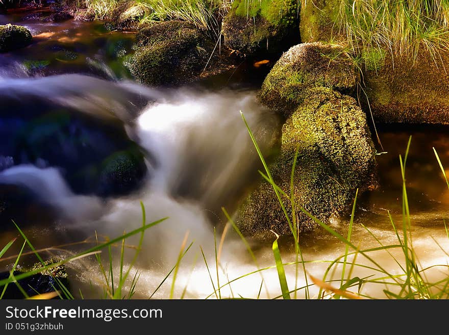 Mountain torrent at the foot of the Brocken in the Harz National Park