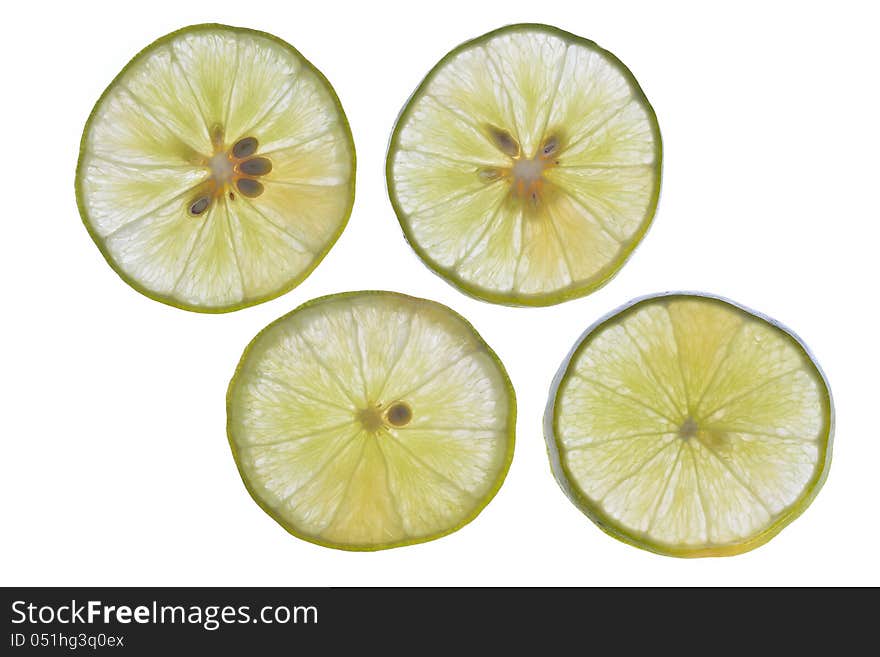 Lime slices,Isolated on white background