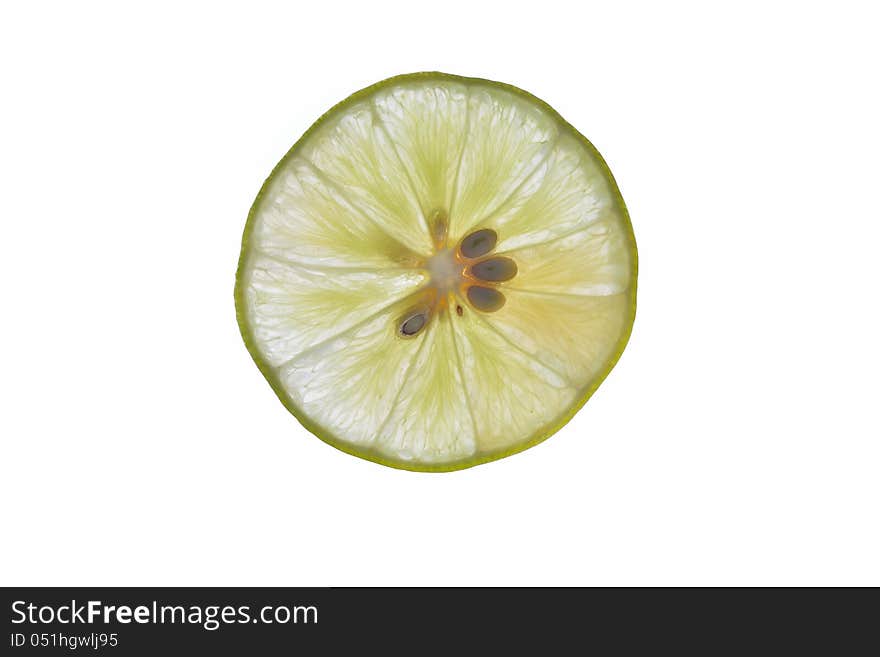 Lime slice isolated on white