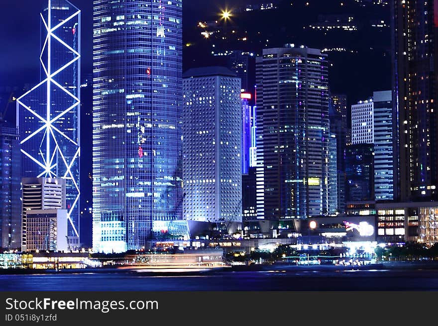 Hong Kong night view of skyline. Hong Kong night view of skyline