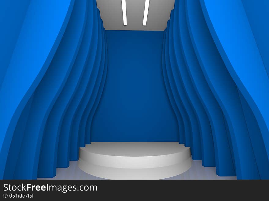 Empty room with abstract design color blue wall. Empty room with abstract design color blue wall