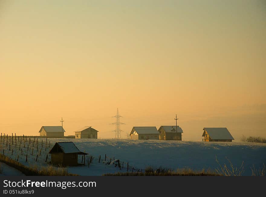 Some houses in a cold winter sunshine. Some houses in a cold winter sunshine