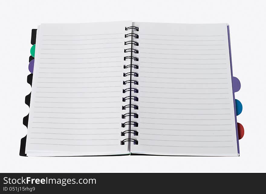 Spiral notebook isolated on white background