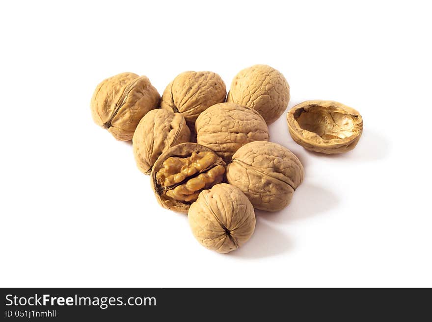 Group of  Walnuts Isolated on White Background