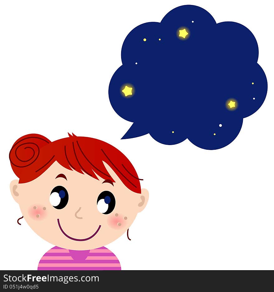 Happy child with night dream. Vector cartoon Illustration. Happy child with night dream. Vector cartoon Illustration