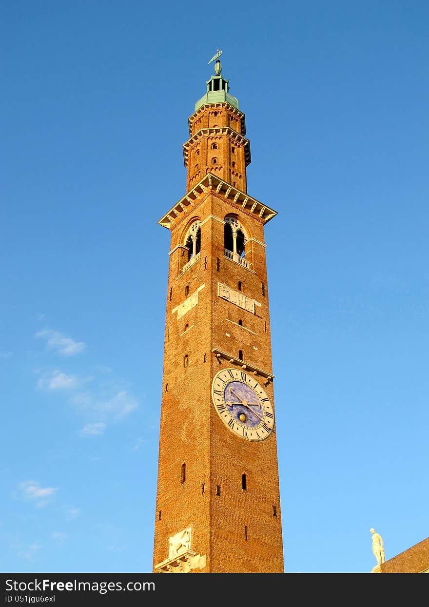 The clock tower in Vicenza, Italy (Bissara tower)