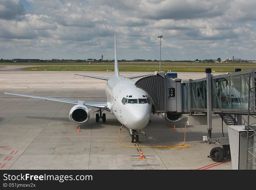 Boarding on the passenger aircraft