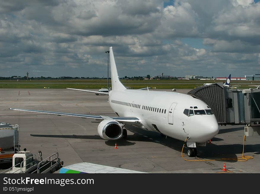 Boarding on the passenger aircraft