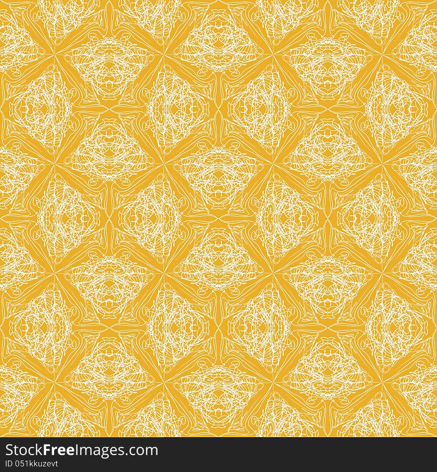 Elegant calligraphic pattern , website background, holiday wrapping, seamless vector in baroque and rococo style, in yellow color. Elegant calligraphic pattern , website background, holiday wrapping, seamless vector in baroque and rococo style, in yellow color