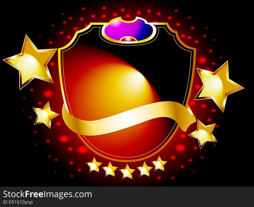 Beautiful Golden shield with the golden stars background