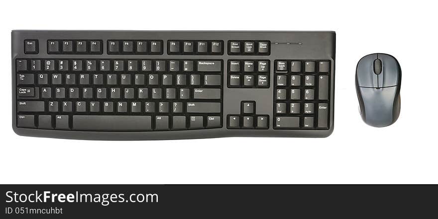 Black keyboard for typing isolated over white background