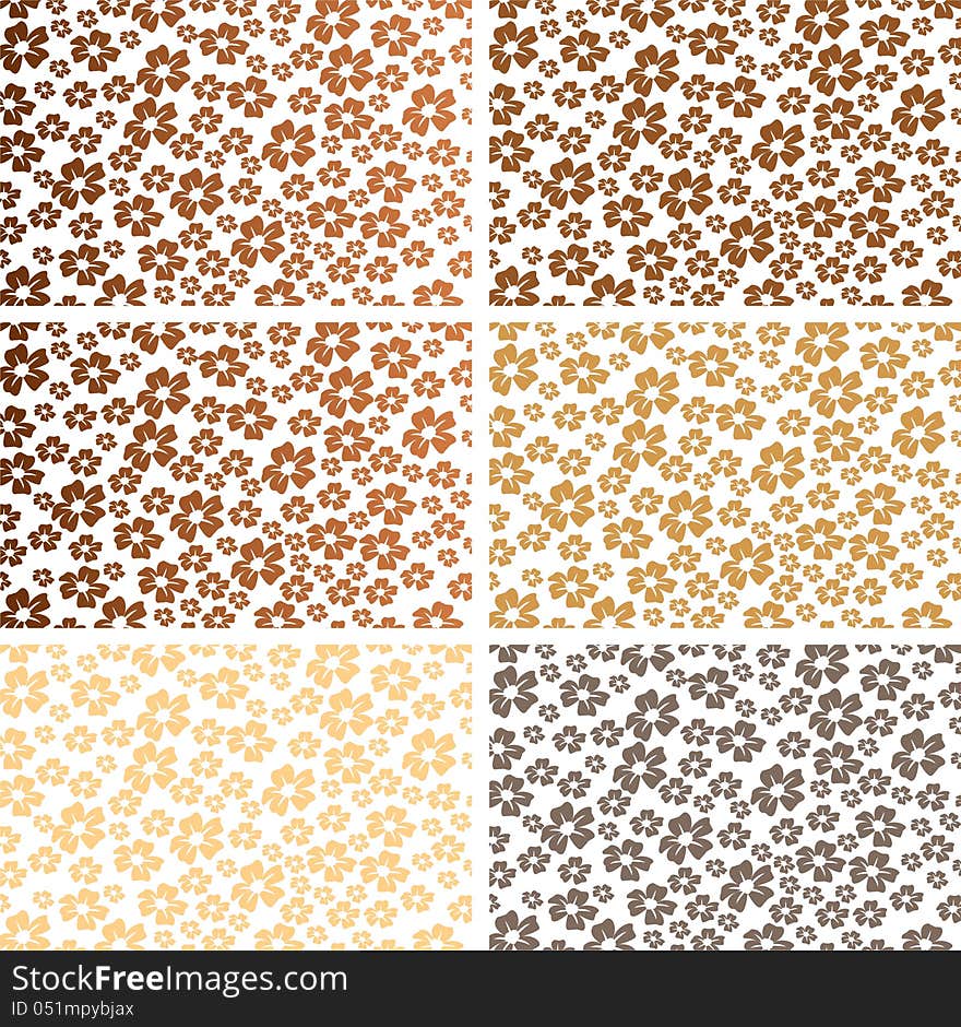 Six vector floral backgrounds in warm colors. Six vector floral backgrounds in warm colors