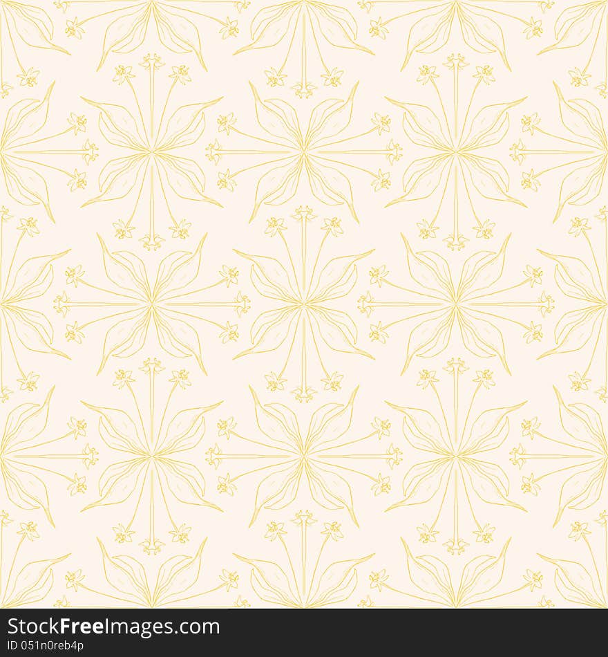 Elegant stylish floral background with barely visible lines in yellow, seamless vector pattern website or spring fashion fabric. Elegant stylish floral background with barely visible lines in yellow, seamless vector pattern website or spring fashion fabric