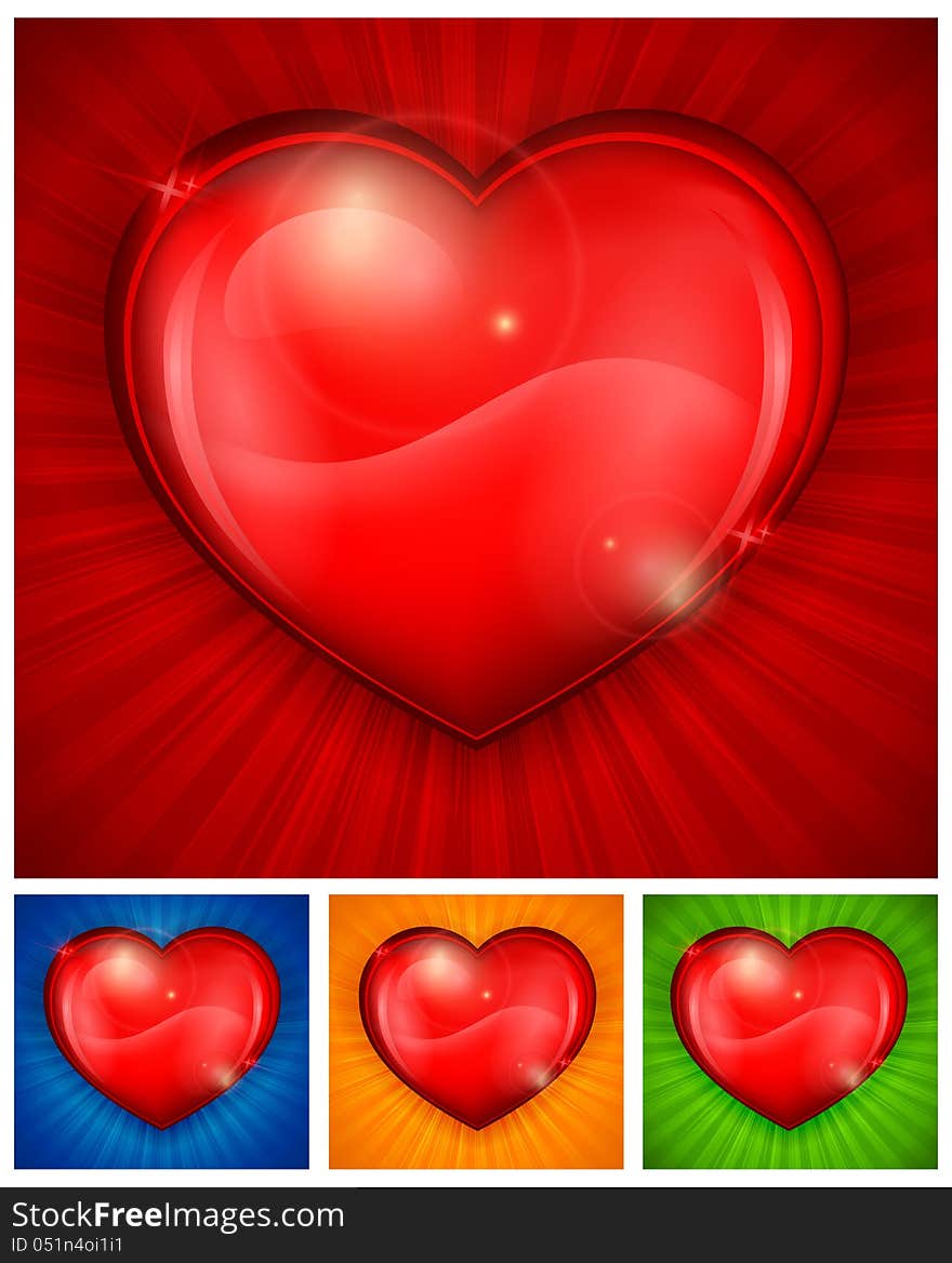 Big red heart on color background, Valentine Day vector illustration