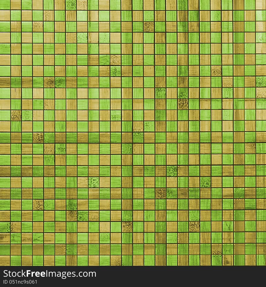 Mosaic sheet consisting of bamboo square tiles. Mosaic sheet consisting of bamboo square tiles