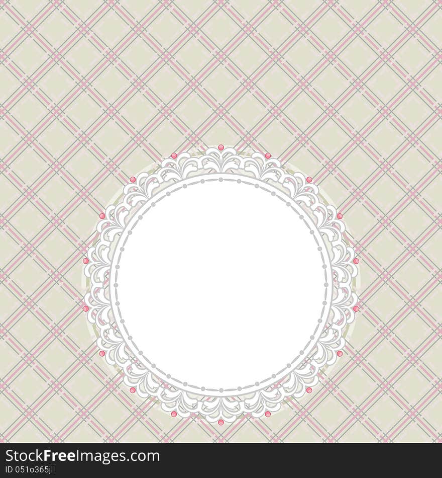 Light retro gray and pink card with round copy space. Light retro gray and pink card with round copy space