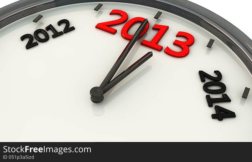 2013 marked by the hands of a clock and sides between 2012 and 2014. 2013 marked by the hands of a clock and sides between 2012 and 2014