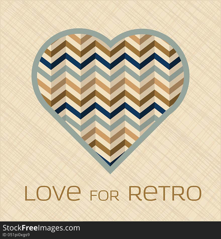 Heart with pattern filling in retro colors. Heart with pattern filling in retro colors