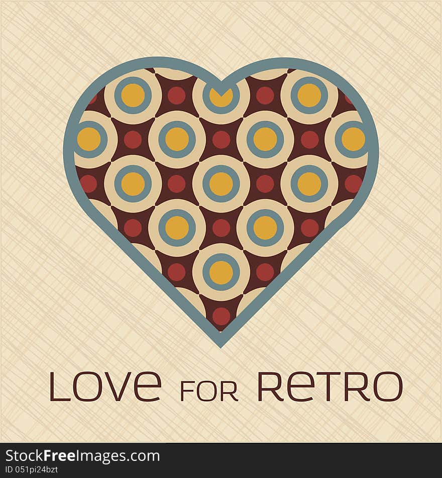 Heart with pattern in retro colors