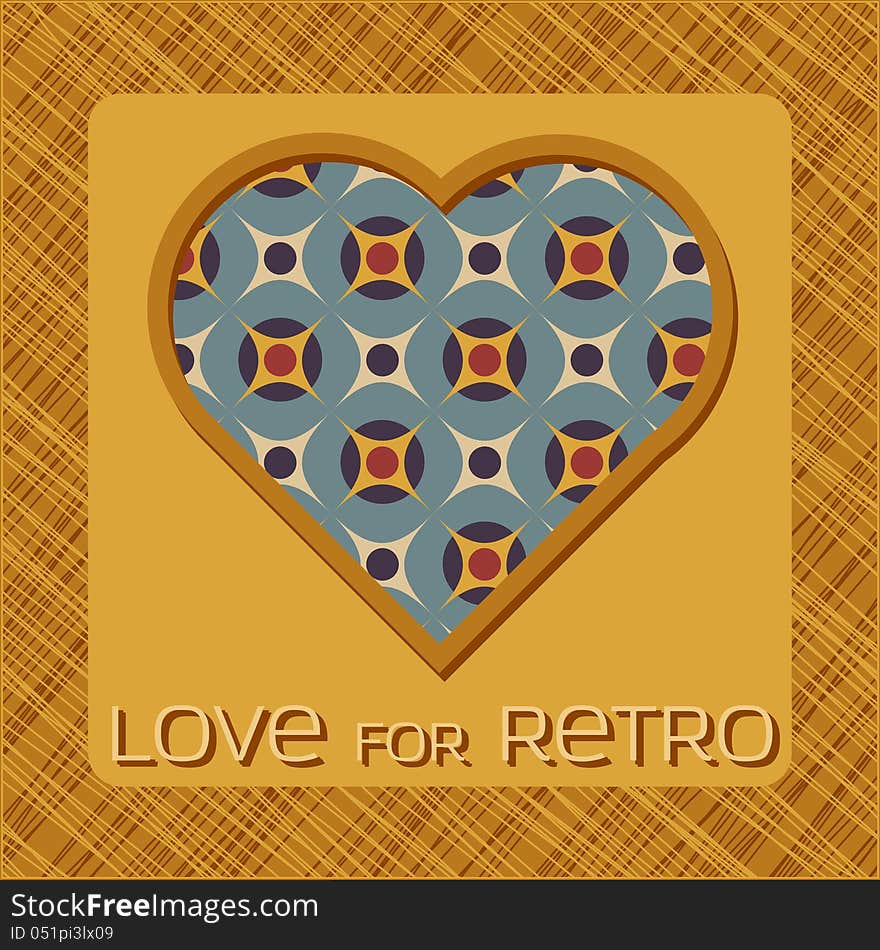 Heart with pattern filling in retro colors. Heart with pattern filling in retro colors