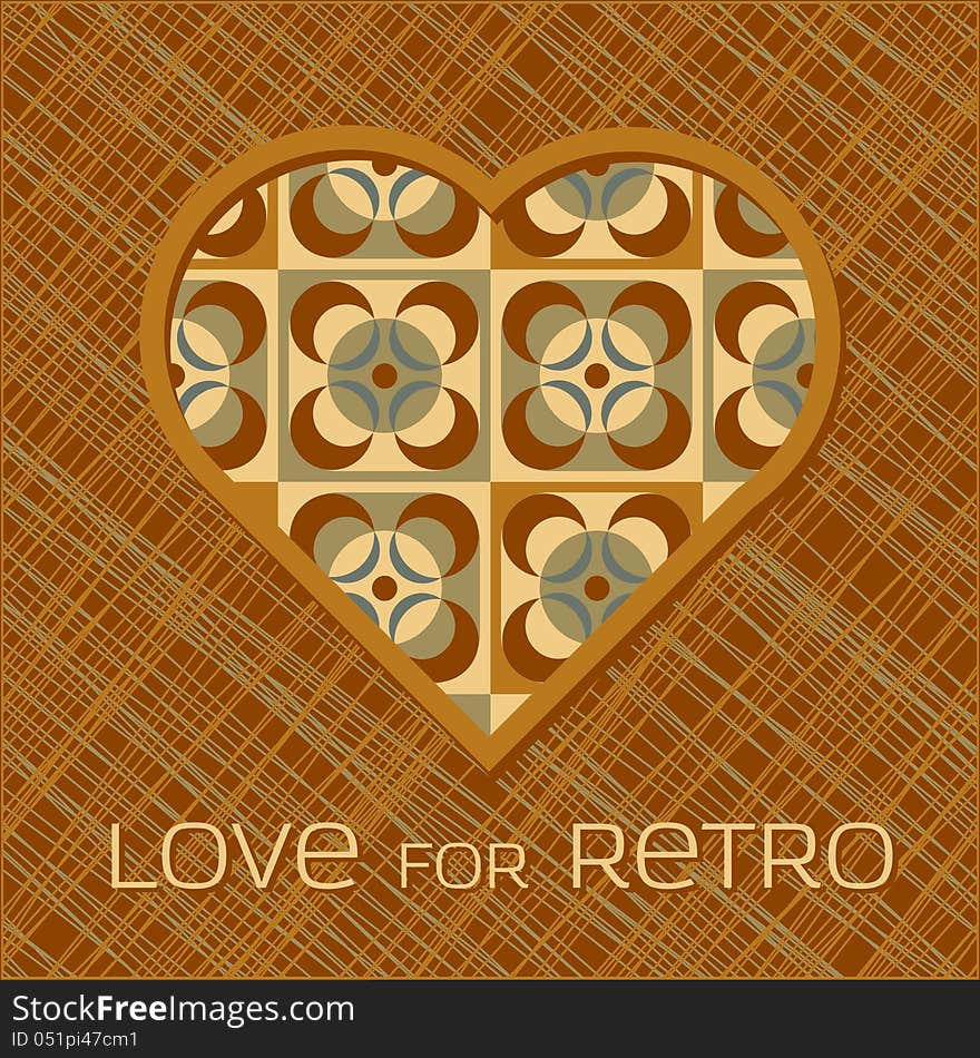 Heart with pattern in retro colors