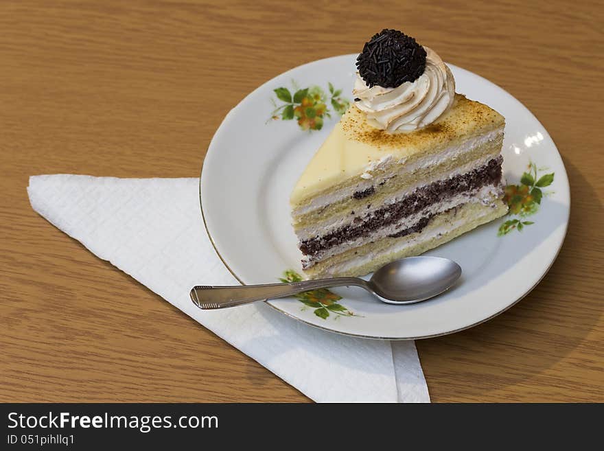 Delicious slice of cake for dessert