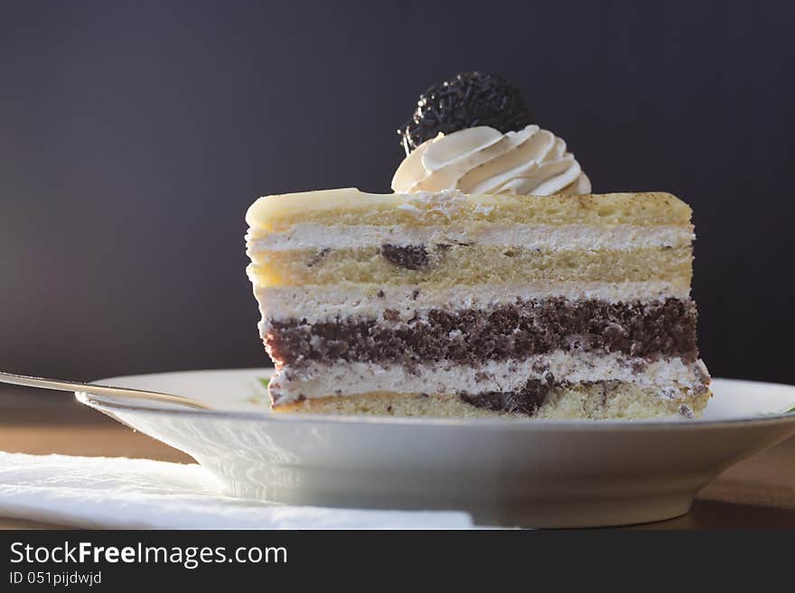 Delicious slice of cake for dessert