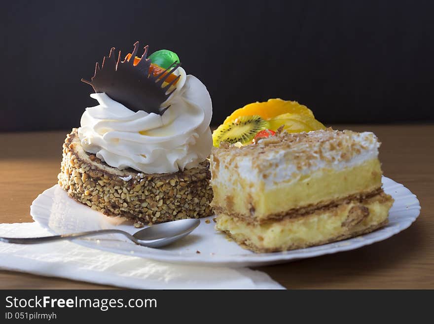 Three diferent cakes in a studio