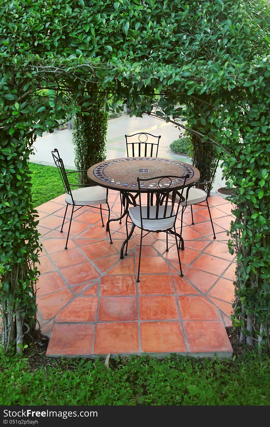 Gazebo pavilion in garden