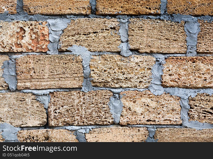 House wall made from shell rock concrete blocks. House wall made from shell rock concrete blocks