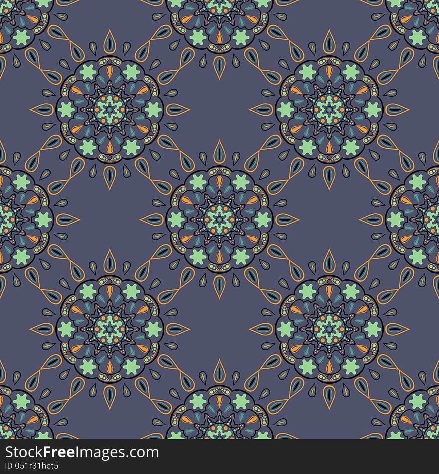 Abstract seamless oriental background with ornate circles. Abstract seamless oriental background with ornate circles