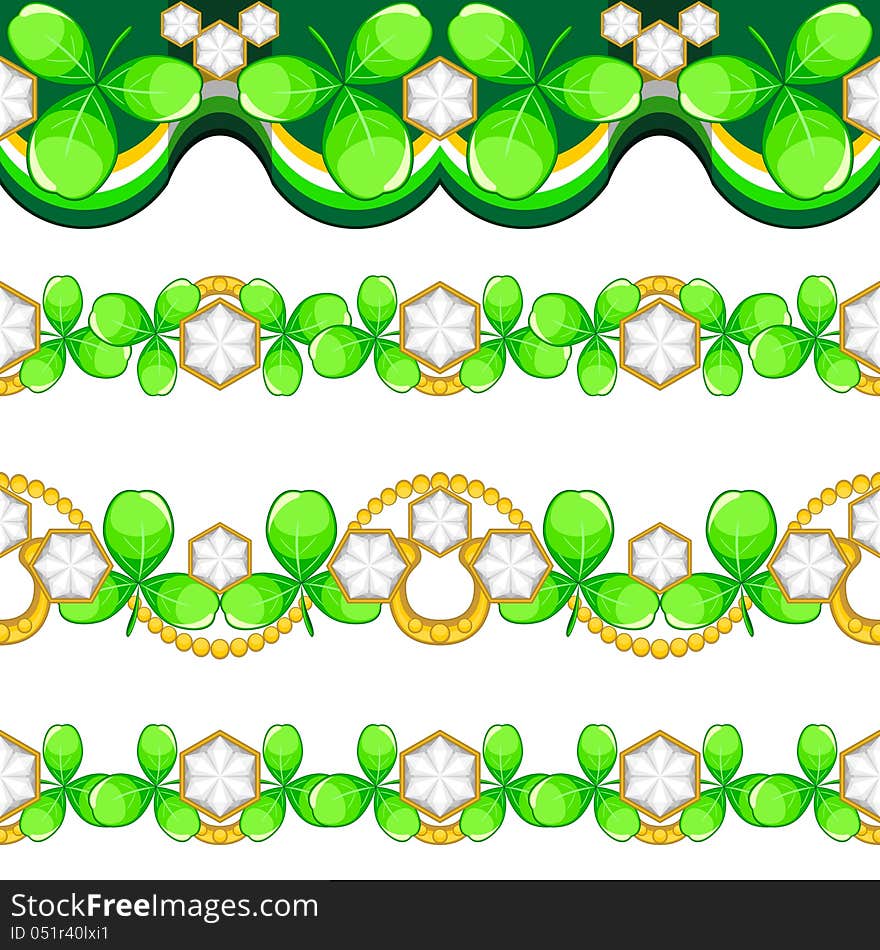 Four elegant retro golden borders for Saint Patricks Day. Four elegant retro golden borders for Saint Patricks Day